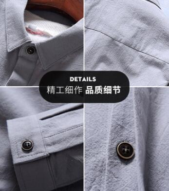 春秋衬衣男装外套衬衫男士七分长袖2019新款韩版潮流夏季休闲帅气