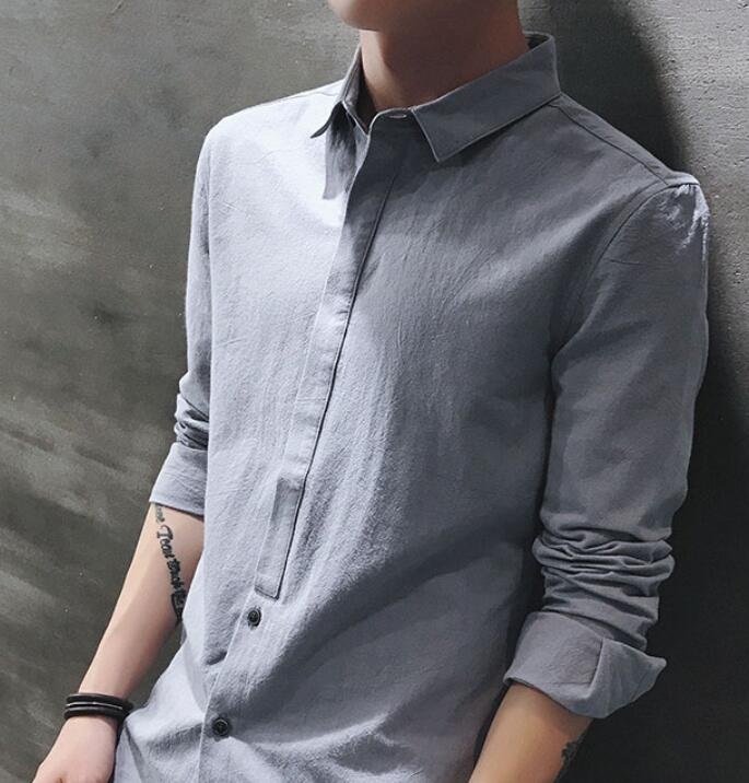 衬衫男士七分长袖2019新款韩版潮流夏季休闲帅气春秋衬衣男装外套